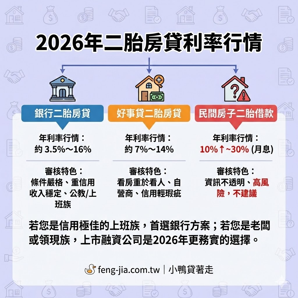 2026 年二胎房貸利率比較與行情行情